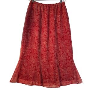 George Woman Red Paisley Print Maxi Skirt Size 16W